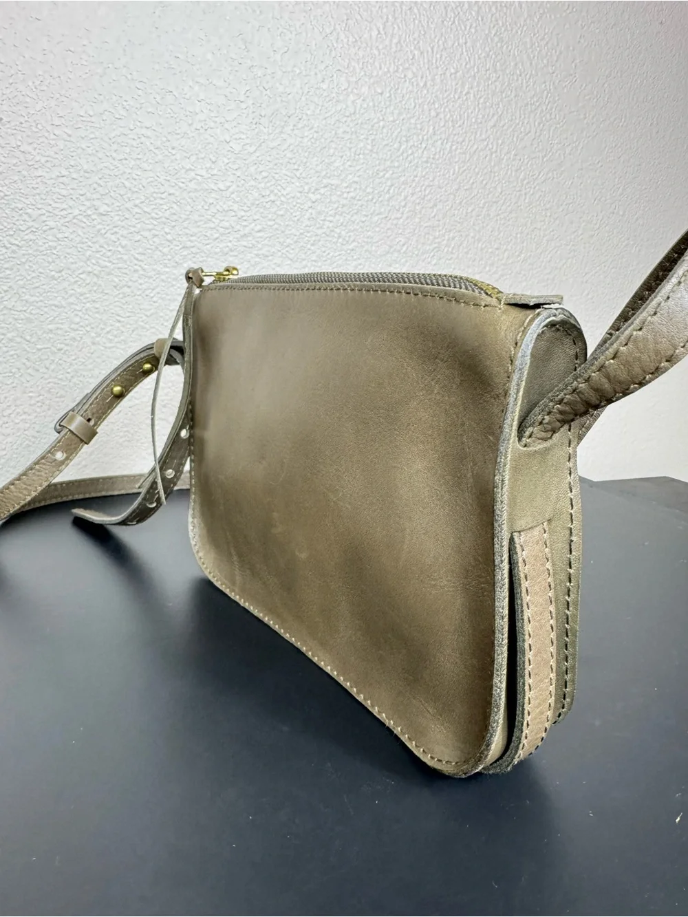 Madewell Genuine Leather Crossbody Bag in Olive Brown A